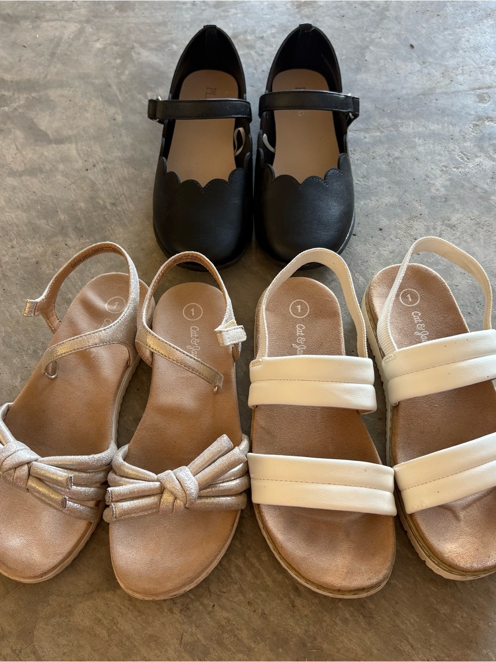 Girls Size 1 Sandals and Black Mary Janes size 2